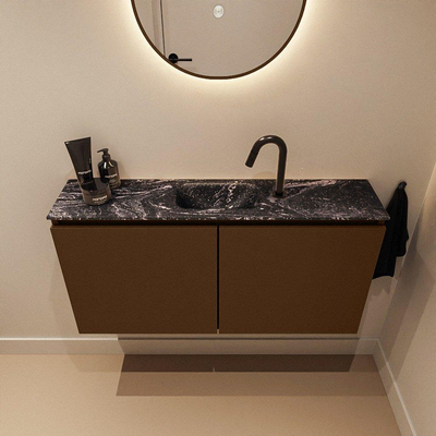 MONDIAZ TURE-DLUX Meuble WC 100 cm Rust. EDEN lavabo Lava position milieu. Avec 1 trou de robinet.