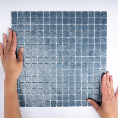 The Mosaic Factory Amsterdam mozaïektegel - 32.2x32.2cm - wand en vloertegel - Vierkant - Glas Steel Grey Mat