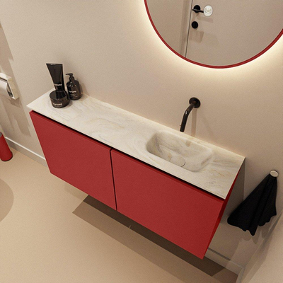 MONDIAZ TURE-DLUX 100cm toiletmeubel Fire. EDEN wastafel Ostra positie rechts. Zonder kraangat.