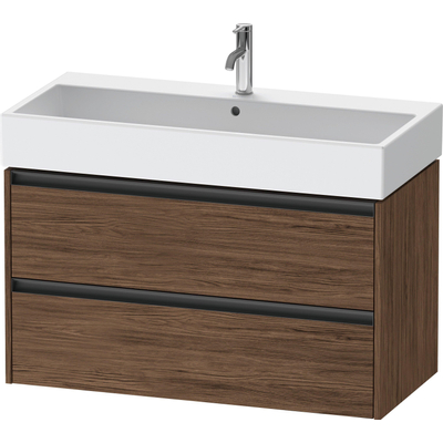 Duravit Ketho.2 Wastafelonderbouwkast - met 2 laden - 98.4x46x54.9cm - met grepen antraciet - donker noten mat