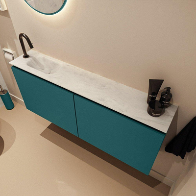 MONDIAZ TURE-DLUX meuble WC 120 cm Smag. EDEN vasque Opalo position gauche. Avec 1 trou de robinet.