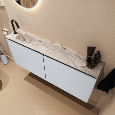 MONDIAZ TURE-DLUX 120cm toiletmeubel Clay. EDEN wastafel Glace positie links. Met 1 kraangat.