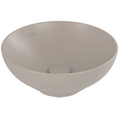 Villeroy & Boch Loop & Friends opzetwastafel - 38x38cm - zonder kraangat - met overloop CeramicPlus - mat almond (beige)