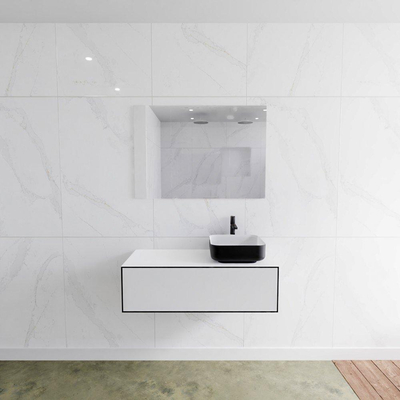 Mondiaz Lagom Meuble salle de bains 100x30.9x45cm Solid Surface Urban 1 tiroir avec lavabo BINX vasque à poser Droite 1 trou de robinet