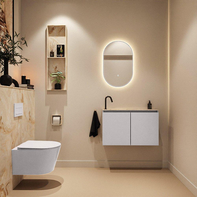 MONDIAZ TURE-DLUX 80cm toiletmeubel Cale. EDEN wastafel Frappe positie links. Met 1 kraangat.