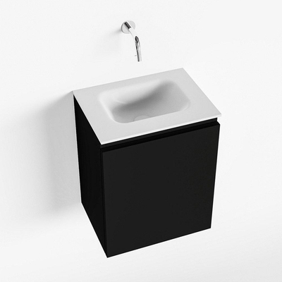 MONDIAZ OLAN Fonteinset - 40x30x40cm - 0 kraangaten - 1 lade - urban mat - wasbak midden - Solid Surface Wit