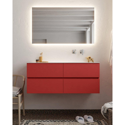 Mondiaz VICA ensemble de meuble de salle de bain - 120cm - meuble sous-vasque fire - 4 tiroirs - lavabo moon droite - sans trou de robinet XL version 60cm haut