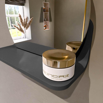 Mondiaz SPOT Miroir de salle de bain - rond 30cm - plan de miroir - couleur Gris Foncé