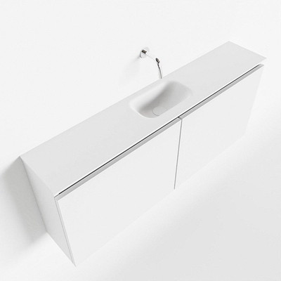 MONDIAZ TURE Toiletmeubel 120x23x50cm met 0 kraangaten 2 deuren talc mat Wastafel Eden midden Solid Surface Wit