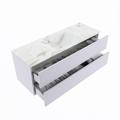 MONDIAZ VICA-DLUX Ensemble meuble de salle de bains - 130cm - meuble bas cale - 2 tiroirs - lavabo encastré cloud central - sans trous de robinet - version hauteur 60cm - frape