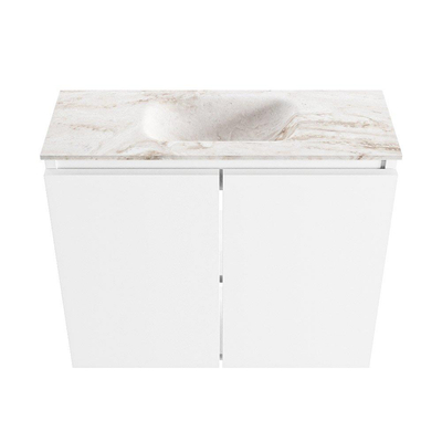 MONDIAZ TURE-DLUX Meuble de toilette 60 cm Talc. EDEN vasque Frappe position milieu. Avec 1 trou de robinet.