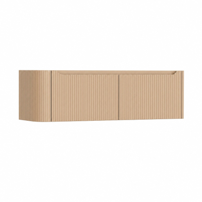 H&R Badmeubelen Juice Wastafelonderkast - 140x45x40cm - linkerhoek afgerond - 3D-front - 2 lades - geïntegreerde greep - peach