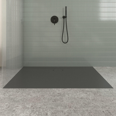 Villeroy & Boch Ecora douchebak - 140x90x3.5cm - afvoer lange zijde - anthracite (antraciet)