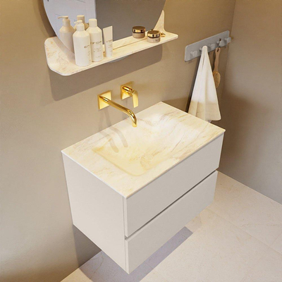 Mondiaz VICA-DLUX Ensemble de meuble de salle de bain - 70cm - meuble sous-vasque lin - 2 tiroirs - lavabo encastrée nuage milieu - sans trous de robinet - version haute de 60cm - ostra