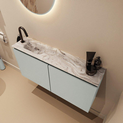 MONDIAZ TURE-DLUX 100cm toiletmeubel Greey. EDEN wastafel Glace positie links. Met 1 kraangat.