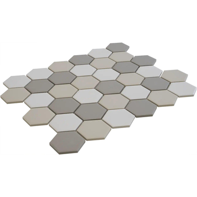 La Mosaic Factory London carreau mosaïque - 28,2x32,1cm - carrelage mural et de sol - Hexagone/Hexagone - Porcelaine mélange blanc Mat