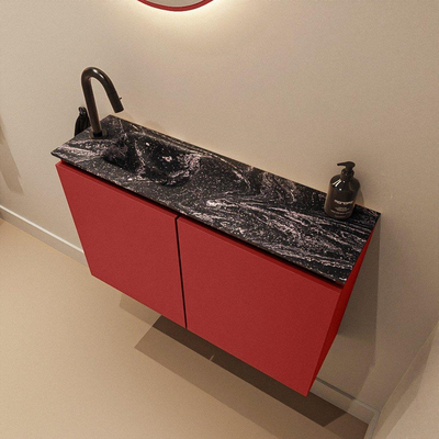 MONDIAZ TURE-DLUX Meuble WC 80 cm Fire. Lavabo EDEN Lava position gauche. Avec 1 trou de robinet.