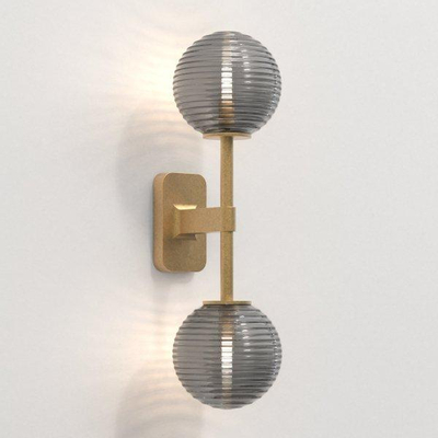 Astro Tacoma Twin Applique murale - 2x verre fumé nervuré - 2x G9 - laiton