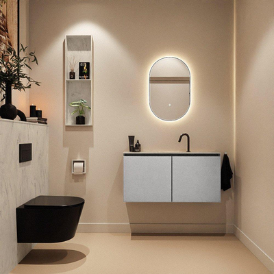 MONDIAZ TURE-DLUX 100cm toiletmeubel Plata. EDEN wastafel Opalo positie midden. Met 1 kraangat.