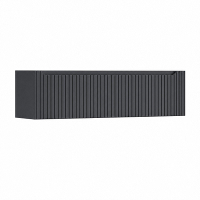 H&R Badmeubelen Juice Wastafelonderkast - 160x45x40cm - rechterhoek afgerond - 3D-front - 2 lades - geïntegreerde greep - dark blue