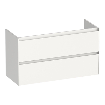 BRAUER Inspire meuble sous lavabo peu profond 100 2 tiroirs softclose - sans poignée - 1 découpe pour le siphon - brillant blanc