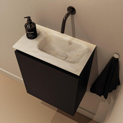 MONDIAZ TURE-DLUX Meuble de toilette 40 cm Urban. Lavabo EDEN Ostra position à droite. Sans trou de robinet.