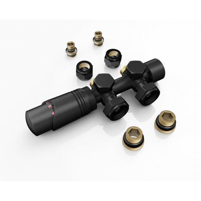 Rosani Classic ensemble de raccordement de radiateur universel droit et coudé noir mat