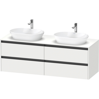 Duravit ketho meuble sous 2 lavabos avec plaque console et 4 tiroirs pour double lavabo 160x55x56.8cm avec poignées blanc anthracite mat
