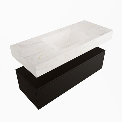 Mondiaz ALAN-DLUX Ensemble de meuble - 110cm - meuble Urban mat - 1 tiroir - Lavabo Cloud Ostra suspendu - vasque Centre - 0 trous de robinet