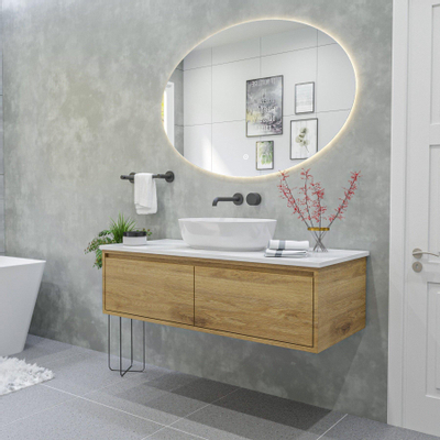 Saniclass Oval spiegel – ovaal – 120x80 cm – indirecte LED rondom – spiegelverwarming – Zilver