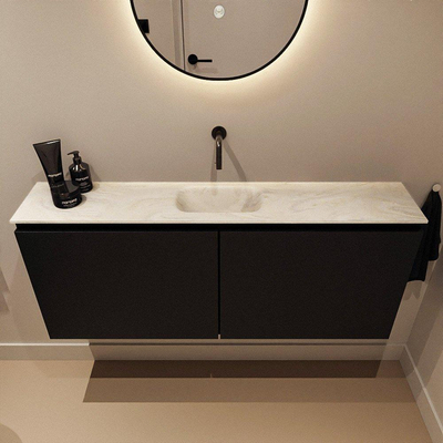 MONDIAZ TURE-DLUX Meuble toilette - 120cm - Urban - EDEN - vasque Ostra - position centrale - sans trou de robinet