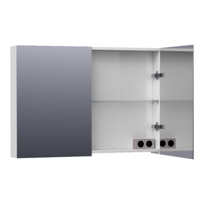 BRAUER Impress spiegelkast – 99x70x15 cm – 2 deuren, dubbelzijdige spiegeldeuren – Wit hoogglans