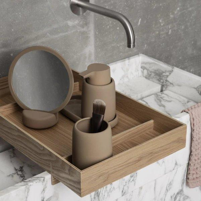 Blomus Sono Make-up Spiegel - hoogte 18,5cm - breedte 17cm - lengte 9cm - Tan