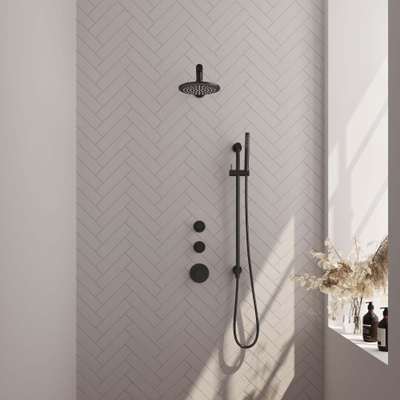 BRAUER Black Edition inbouw regendoucheset – Ø20 cm hoofddouche – 40 cm rechte wandarm – staafhanddouche – glijstang 70 cm