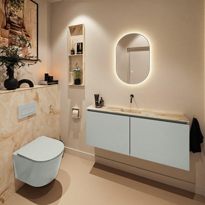 MONDIAZ TURE-DLUX Meuble WC 120 cm Greey. EDEN lavabo Frappe position milieu. Sans trou de robinet.