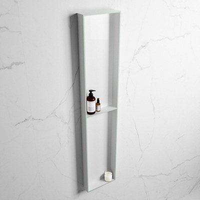 Mondiaz Easy nis 29.5x89.5x8cm voor Inbouw/opbouw 2 open vakken Solid surface Talc/Greey