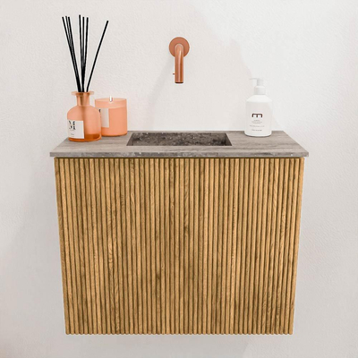 Mondiaz JOYA-DLUX 50cm toiletmeubel - kleur Oak - Wastafel FAYE positie Midden Zonder kraangat kleur Oza.