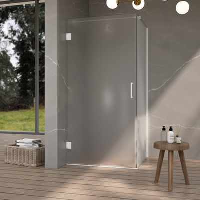 Fortifura Galeria Douchecabine - 120x90x200cm - scharnieren - deurgreep - vlak - gesatineerd veiligheidsglas - Mat wit