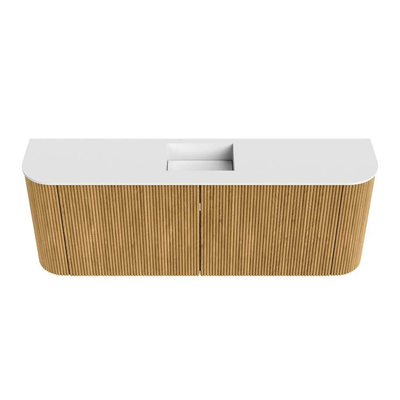 Mondiaz JOYA 113.2cm toiletmeubel - ronding links en rechts kleur Oak - Wastafel FAYE positie Midden Zonder kraangat kleur Talc.
