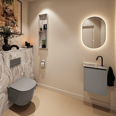 MONDIAZ TURE-DLUX 40cm toiletmeubel Smoke. EDEN wastafel Glace positie links. Met 1 kraangat.