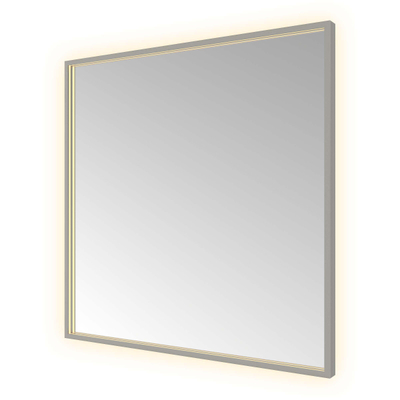 Hotbath &MORE Spiegel - 80x80cm - direct en indirect LED - color changing - spiegelverwarming - met afstandsbediening - PVD - geborsteld gunmetal antraciet