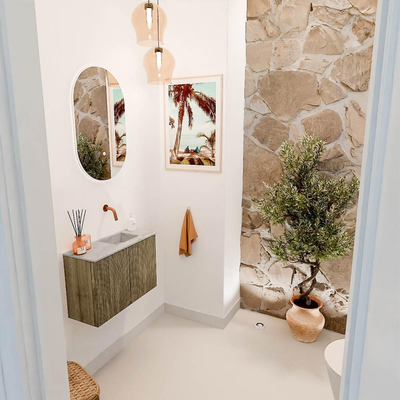 Mondiaz JOYA-DLUX 60cm toiletmeubel - kleur Dusk - Wastafel FAYE positie Rechts Zonder kraangat kleur Glace.