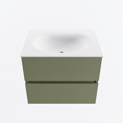 Mondiaz VICA ensemble de meuble de salle de bain - 60cm - meuble sous-vasque armée - 2 tiroirs - lavabo lune milieu - 1 trou de robinet - version haute de 60cm - talc