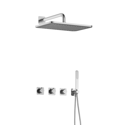 Hotbath Gal IBSGL70 Thermostatische doucheset inbouw - 2 stopkranen - 35cm wandarm - 27cm rechtoekige hoofddouche - staafhanddouche - chroom