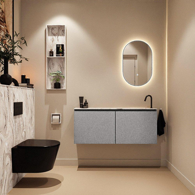 MONDIAZ TURE-DLUX 120cm toiletmeubel Plata. EDEN wastafel Glace positie rechts. Met 1 kraangat.