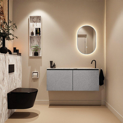 MONDIAZ TURE-DLUX meuble de toilettes 120 cm Plata. Lavabo EDEN Glace position à droite. Avec 1 trou de robinet.