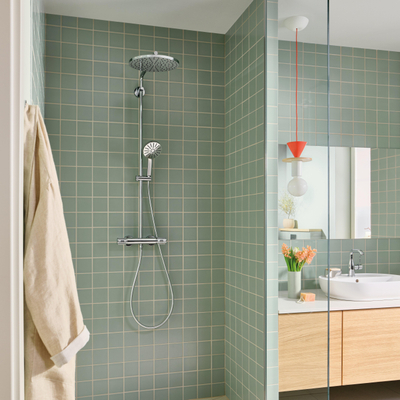 GROHE Vitalio Joy+ doucheset - 28cm - rond - thermostatisch - chroom