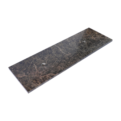 Saniclass Dark Emperador plan sous vasque - 140x46cm - sans trous de robinet - 2 découpes pour siphon - pierre naturelle marbrée
