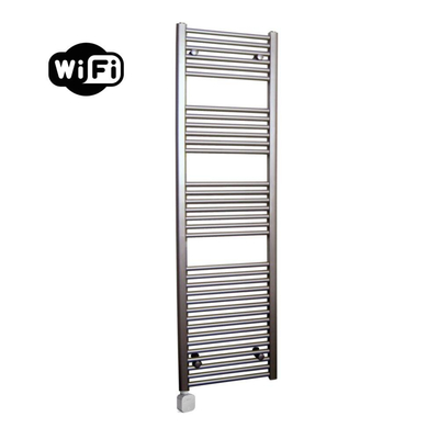Sanicare HPW Elektrische Radiator - 172x45cm - 920W - wifi - thermostaat - zilver - linksonder - inox look (zilver)