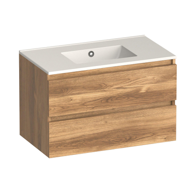 Brauer Core Series badkamermeubelset - 80x45x52cm - wastafel Starfall - honey